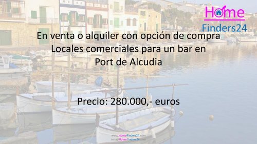 Estupendo local para bar en venta (o alquiler con opción a compra) en Port de Alcudia. (LOC0018)