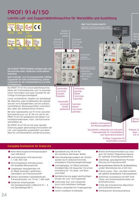 Leichte Leit- und Zugspindeldrehmaschine für Werkstätte - Elmag