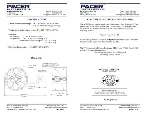 Miltronics 10304-APT275 User Manual Rev 1.1 ... - Pacer Instruments