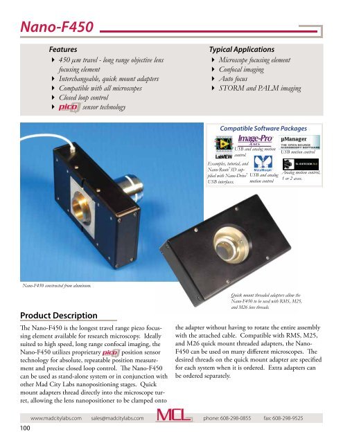 Mad City Labs Catalog of Nanopositioning Systems ...