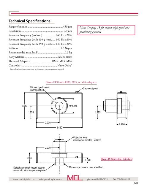 Mad City Labs Catalog of Nanopositioning Systems ...