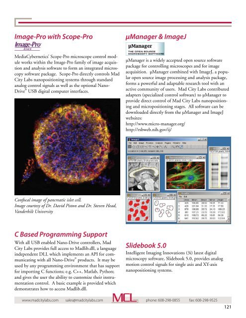 Mad City Labs Catalog of Nanopositioning Systems ...