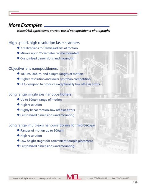 Mad City Labs Catalog of Nanopositioning Systems ...