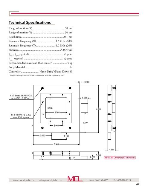 Mad City Labs Catalog of Nanopositioning Systems ...