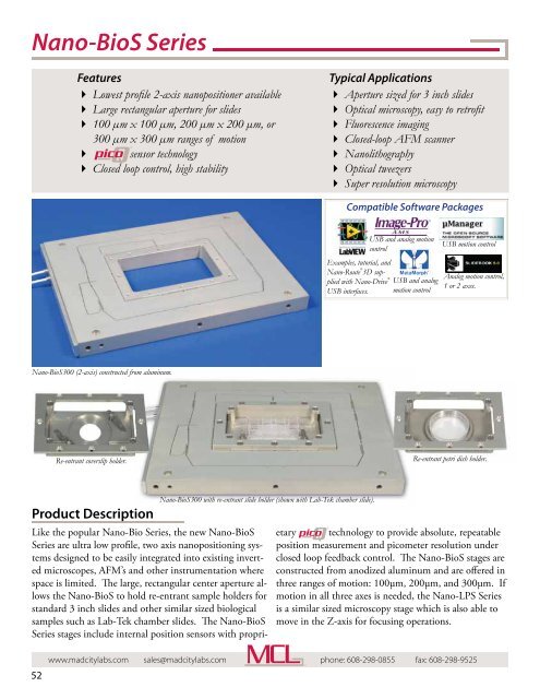 Mad City Labs Catalog of Nanopositioning Systems ...