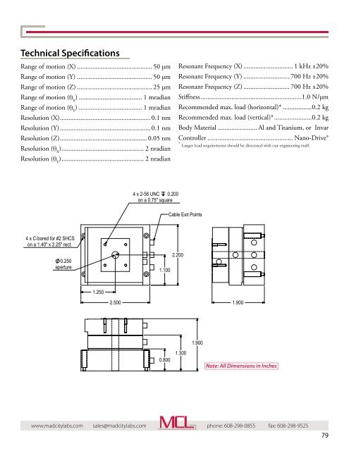 Mad City Labs Catalog of Nanopositioning Systems ...