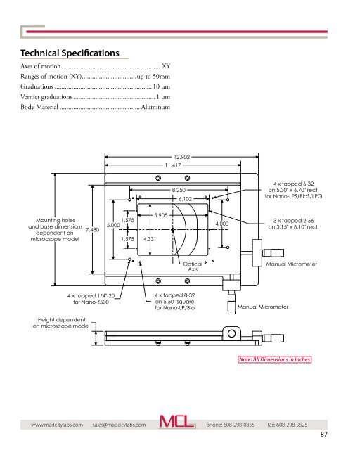 Mad City Labs Catalog of Nanopositioning Systems ...