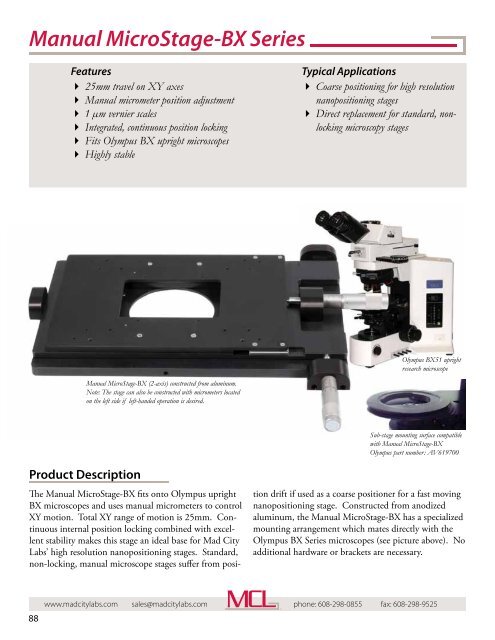 Mad City Labs Catalog of Nanopositioning Systems ...