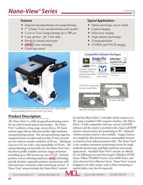 Mad City Labs Catalog of Nanopositioning Systems ...