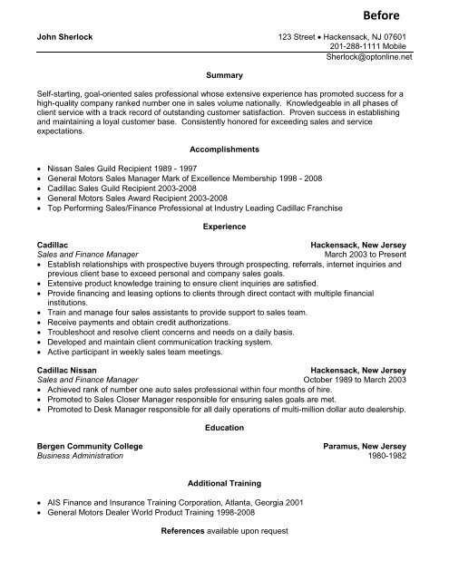 Sales Manager Resume Sample Panoramic Resumes