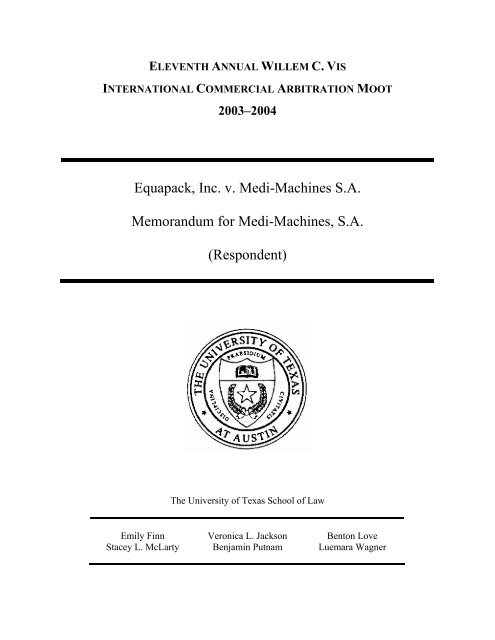 Equapack, Inc. v. Medi-Machines S.A. Memorandum for Medi ...