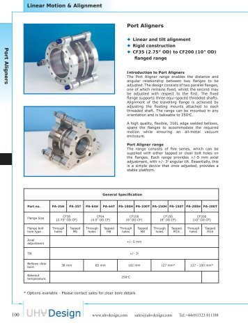 Linear Motion & Alignment Port Aligners 100 Port Aligners