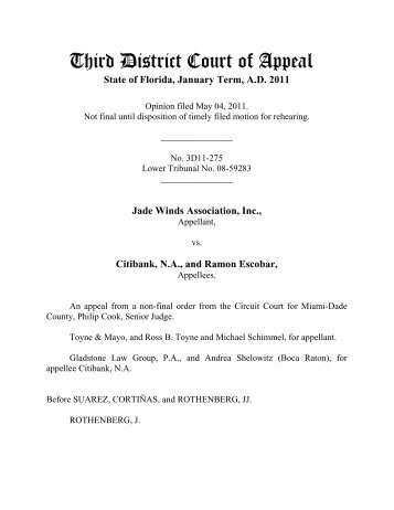 Jade Winds Association, Inc. - Third District Court of Appeal