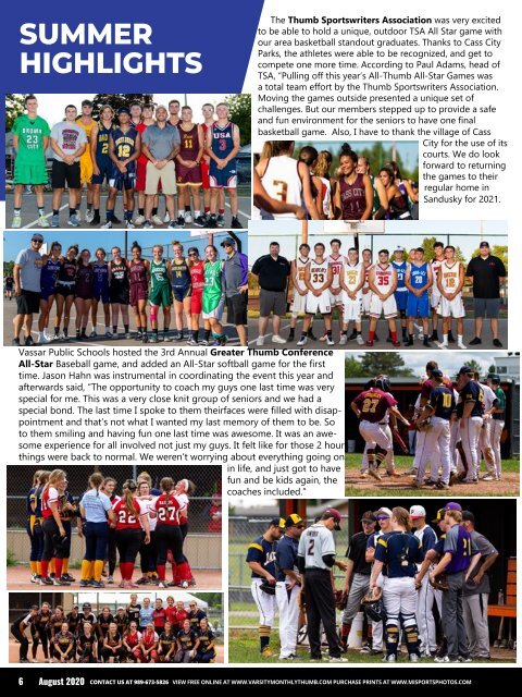 August 2020 Issue of Varsity Monthly Thumb Magazine