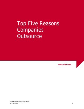 Top Five Reasons Companies Outsource - Sitel