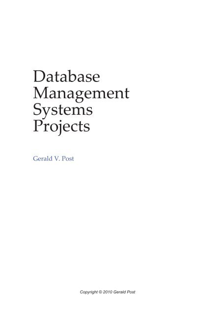 Database Projects/5e - Professor Jerry Post