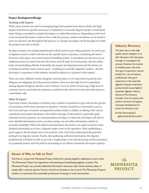 Anaerobic Digesters - The Minnesota Project