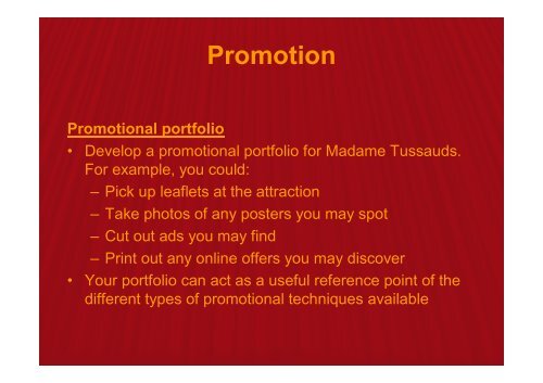 Marketing and Sales - Madame Tussauds