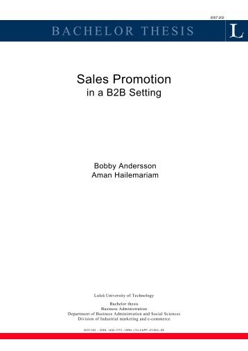 BACHELOR THESIS Sales Promotion