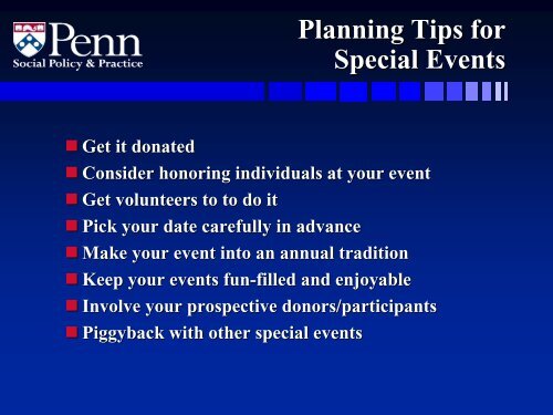 fund raising - University of Pennsylvania School of Social Policy and ...