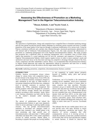 Assessing the Effectiveness of Promotion as a Marketing - Journal of ...