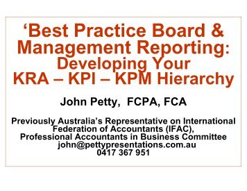 'Best Practice Board & Management Reporting: