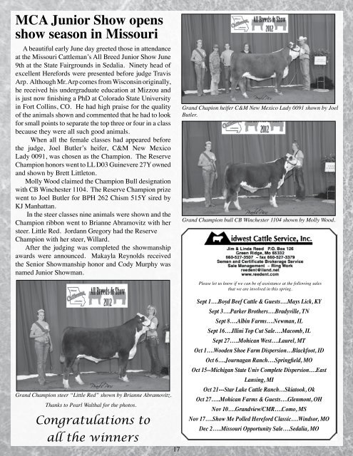 Summer 2012 Newsletter - the Missouri Hereford Association