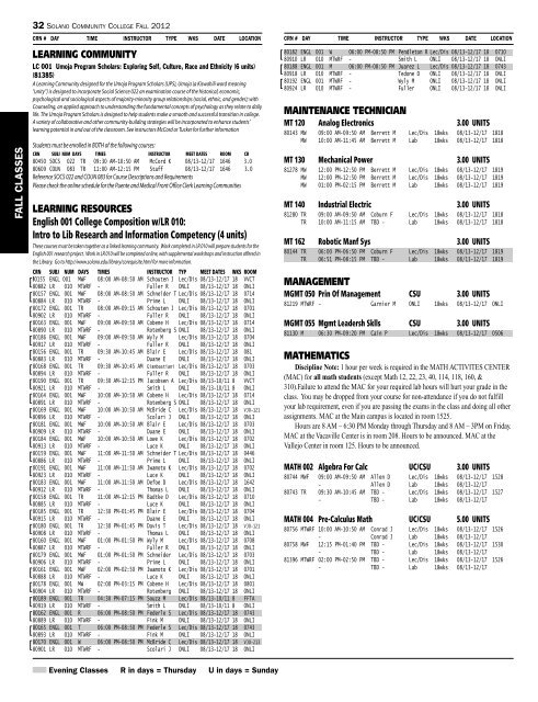 SCC FALL 2012 schedule-web.pdf - Solano Community College