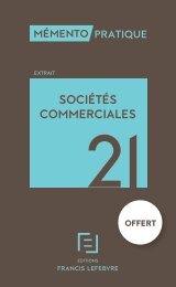 Extrait Mémento Sociétés Commerciales 21 - Editions Francis Lefebvre