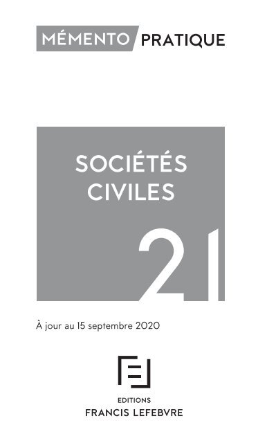 Extrait Mémento Sociétés Civiles 21 - Editions Francis Lefebvre
