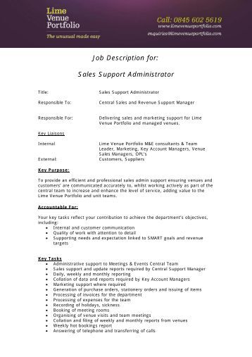 sales support job description