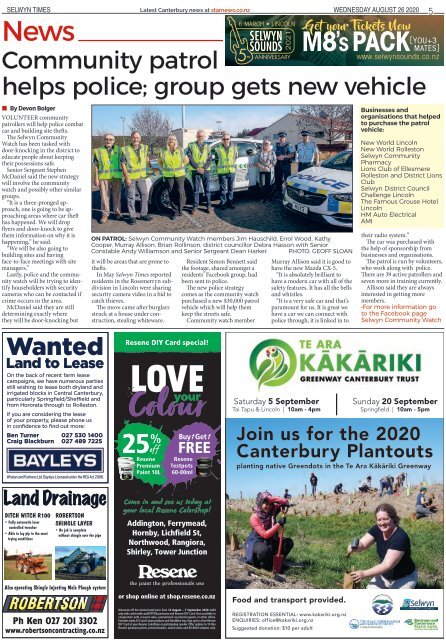 Selwyn Times: August 26, 2020