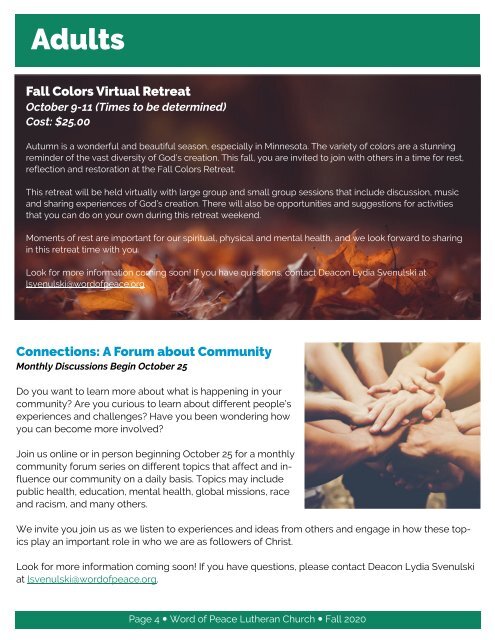 Faith Formation Catalog - Fall 2020 - Word of Peace Lutheran Church