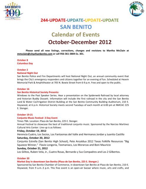 SAN BENITO Calendar of Events October-December 2012 san-benito-calendar-of-events-october-december-2012