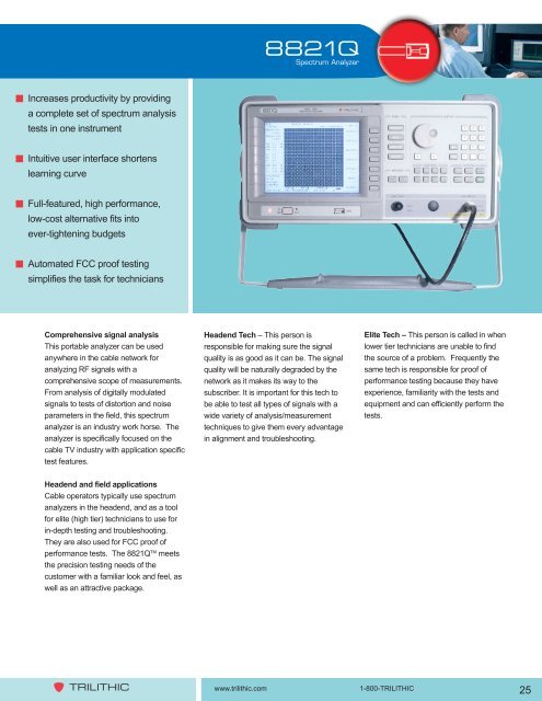 APPLICATION OF TV TEST EQUIPMENT