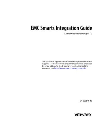 EMC Smarts Integration Guide - vCenter Operations ... - VMware