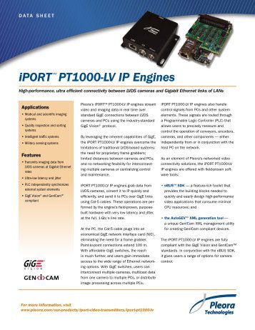 iPORT™ PT1000-LV IP Engines - Imaging Products