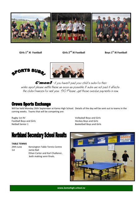 Newsletter August 2011 - Kamo High School