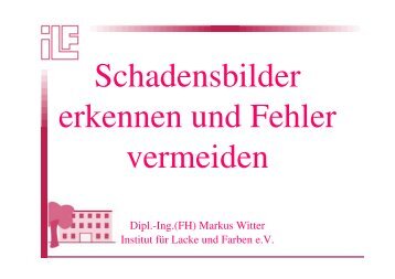 Dipl.-Ing.(FH) Markus Witter Institut für Lacke und Farben e.V.