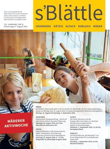 s'Blättle Nr. 35 - Do, 27. August 2020