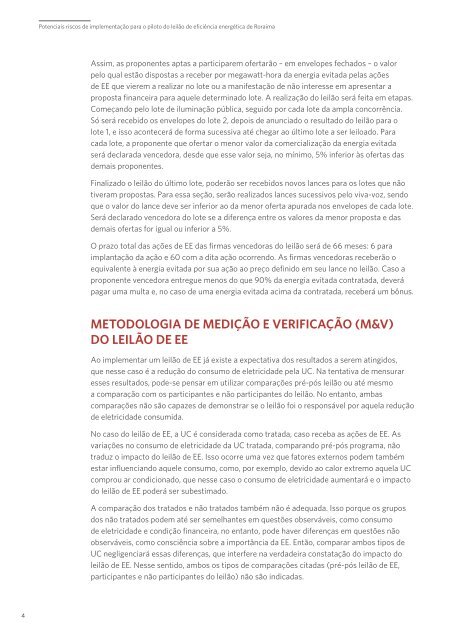 Potenciais riscos de implementação para o piloto do leilão de eficiência energética de Roraima