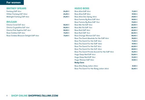 Tallink Silja Line perfumes/cosmetics/fashion 9/2020-4/2021 pricelist