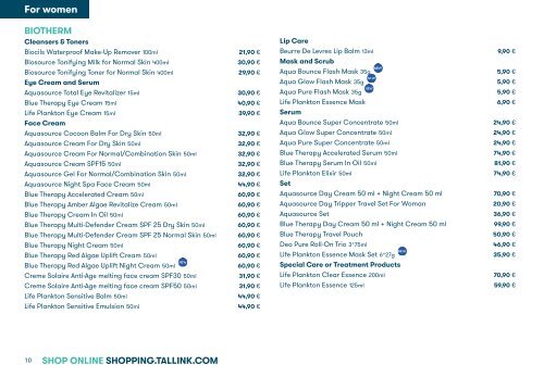 Tallink Silja Line perfumes/cosmetics/fashion 9/2020-4/2021 pricelist