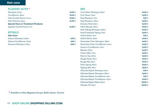 Tallink Silja Line perfumes/cosmetics/fashion 9/2020-4/2021 pricelist