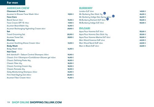 Tallink Silja Line perfumes/cosmetics/fashion 9/2020-4/2021 pricelist