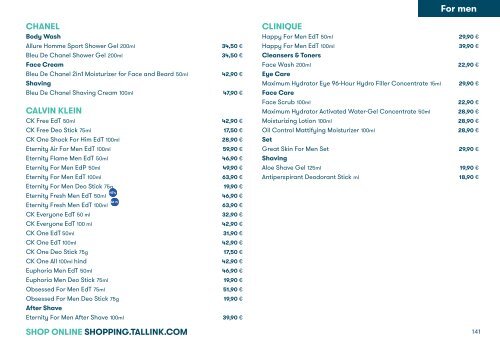 Tallink Silja Line perfumes/cosmetics/fashion 9/2020-4/2021 pricelist