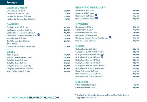 Tallink Silja Line perfumes/cosmetics/fashion 9/2020-4/2021 pricelist