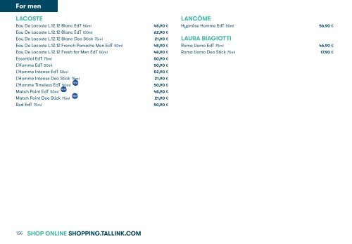 Tallink Silja Line perfumes/cosmetics/fashion 9/2020-4/2021 pricelist