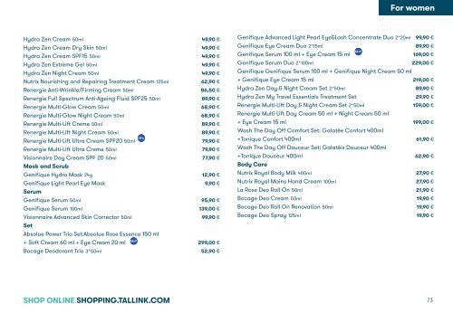 Tallink Silja Line perfumes/cosmetics/fashion 9/2020-4/2021 pricelist