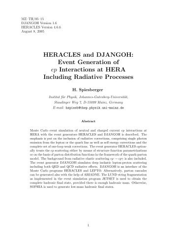 HERACLES and DJANGOH: Event Generation of ep Interactions at ...